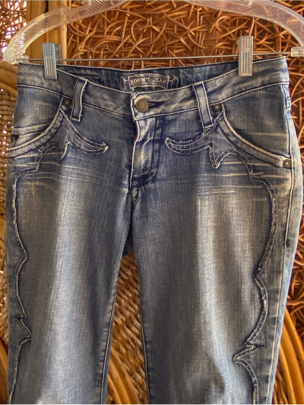 Robin's Jean Capris Women's Distressed Cropped Blue Denim Jeans
